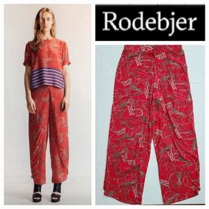 RODEBJER 2014 RTW Collection Nala Pant in Lipstick Red Tassels Print Sz XS NWT